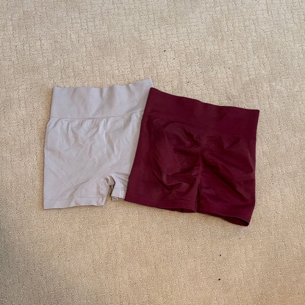 SHEIN Athletic Shorts in Cream and Burgundy